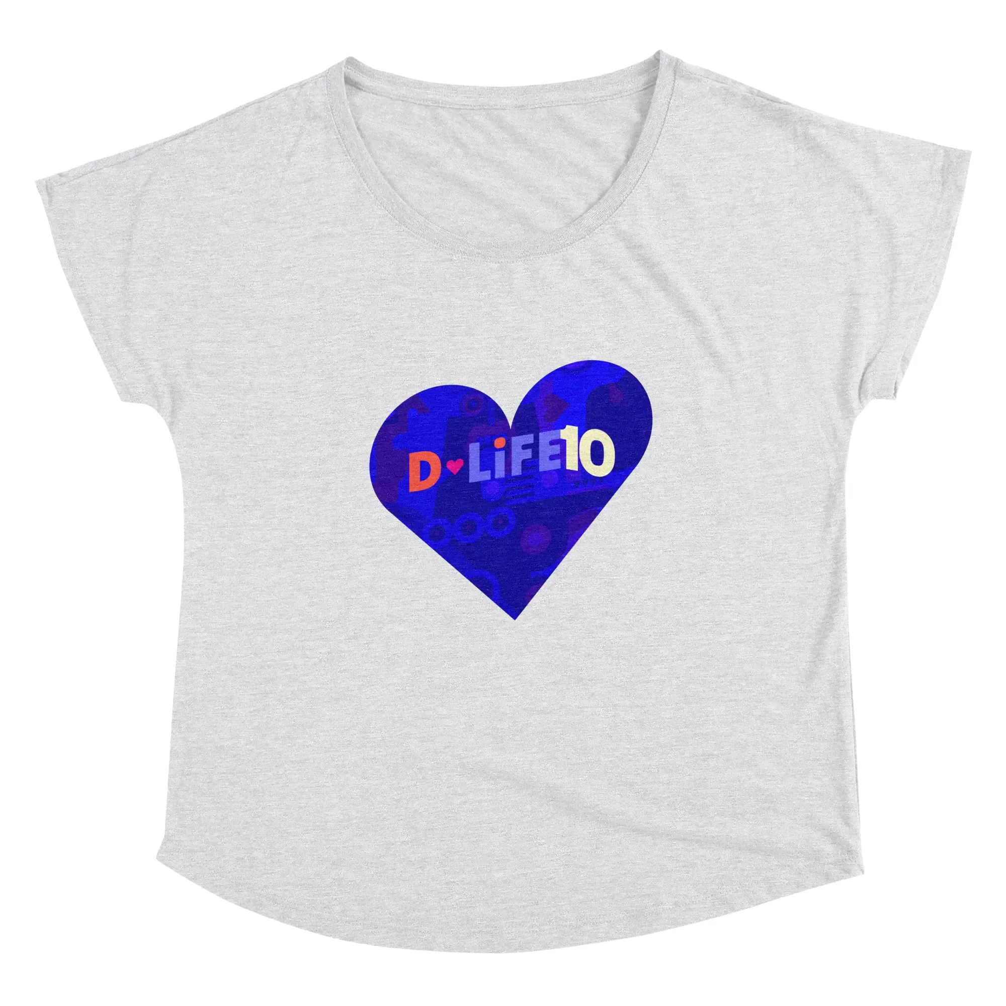 D-LiFE 10 Blue Heart Scoop Neck Dolman